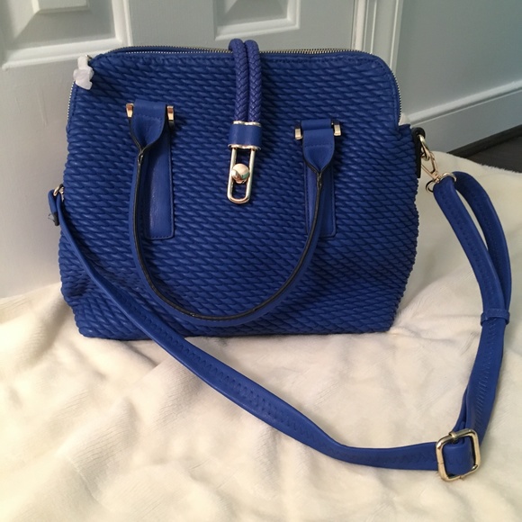 royal blue leather handbag